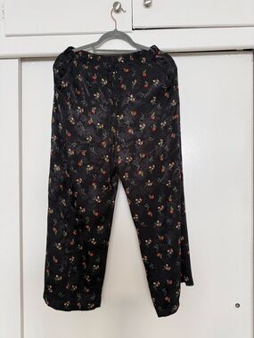 Black Floral Satin Lounge Pants